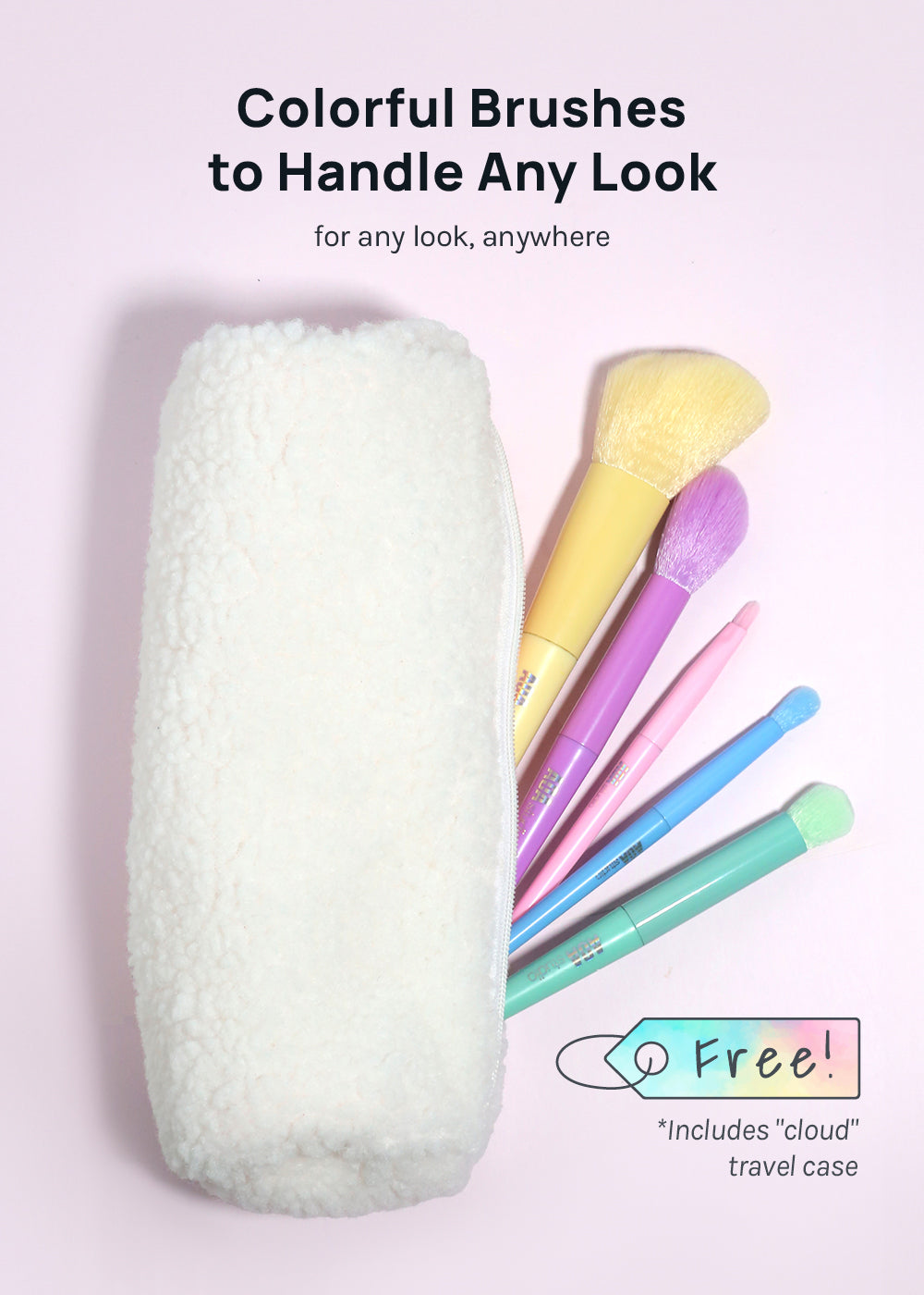 AOA 10-Piece Rainbow Brush Set + Cloud Travel Bag