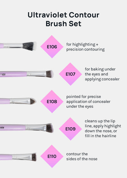 AOA UltraViolet Contour Brush Set + Brush Roll